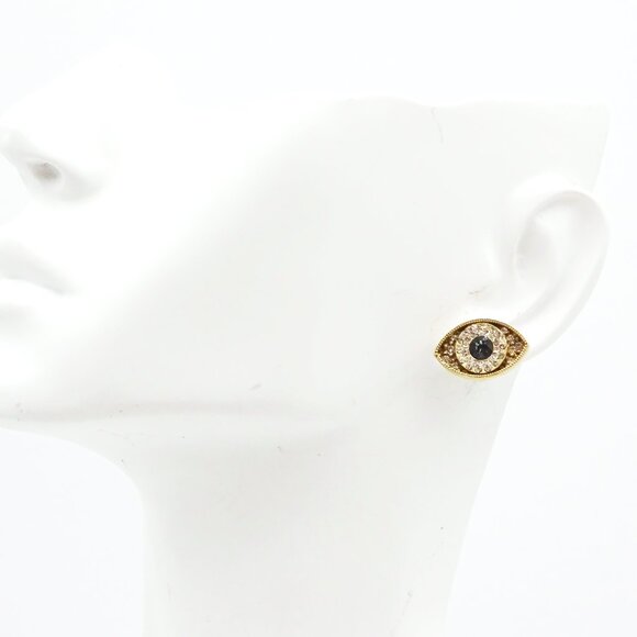 SAVVY CIE JEWELRY Sterling Silver Gold Plated CZ Evil Eye Stud  Earrings - Picture 7 of 7